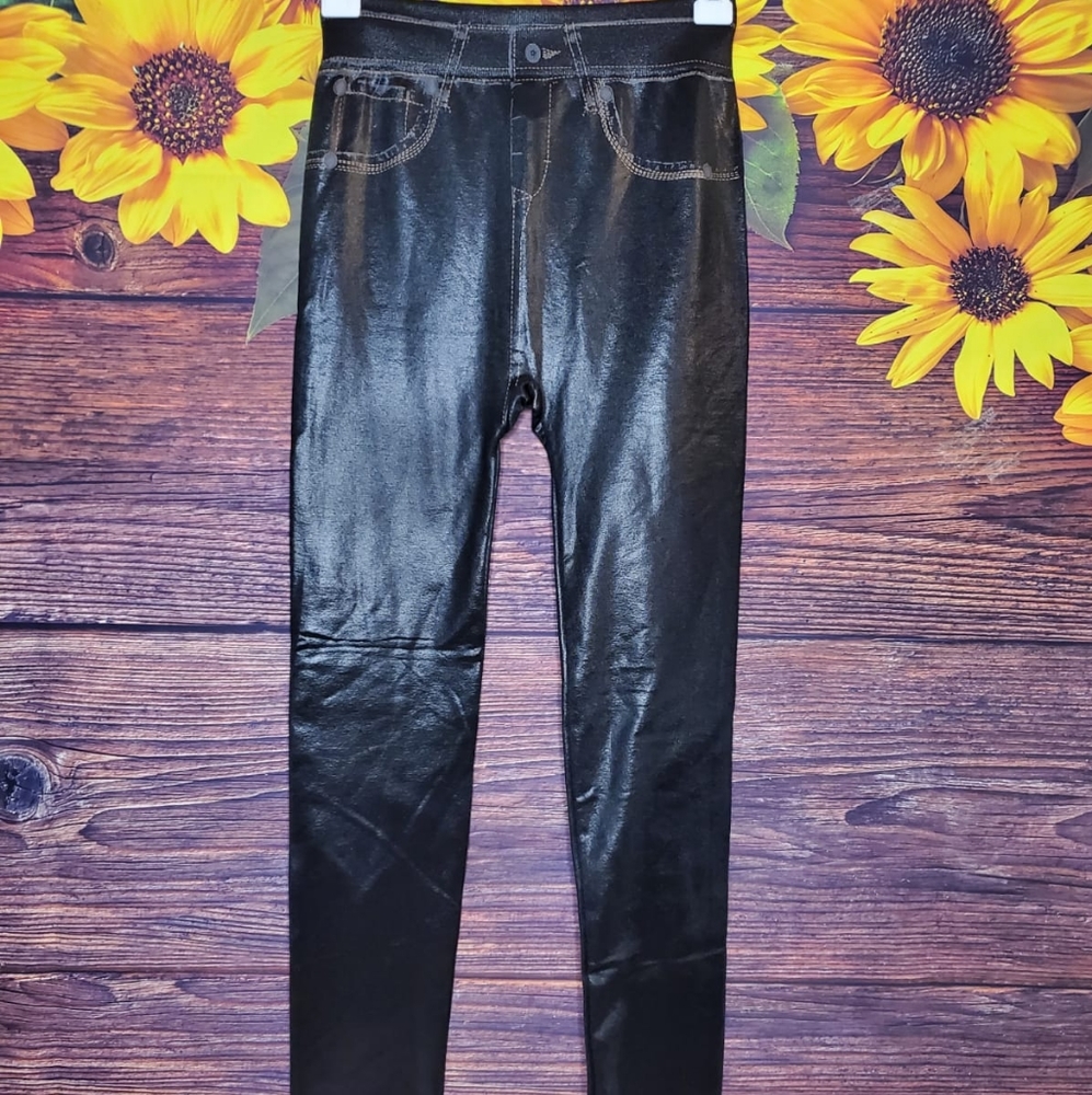 Leggins coated Shiny Jean print